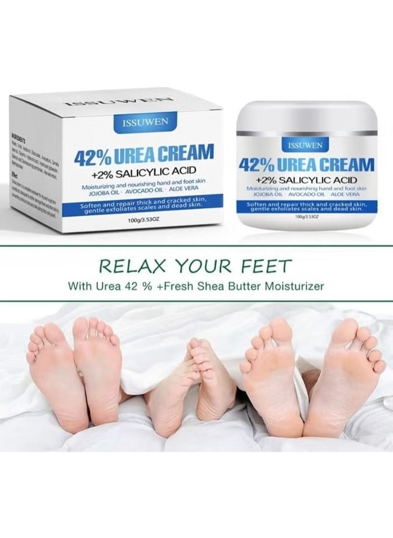 ISSUWEN 42% Urea Cream for Cracked Foot with 2% Salicylic Acid| Callus Remover Hand Cream, Foot Cream For Dry Cracked Feet, Hands, Heels, Elbows, Nails, Knees | For Both Men And Women | 100g  - Image 2