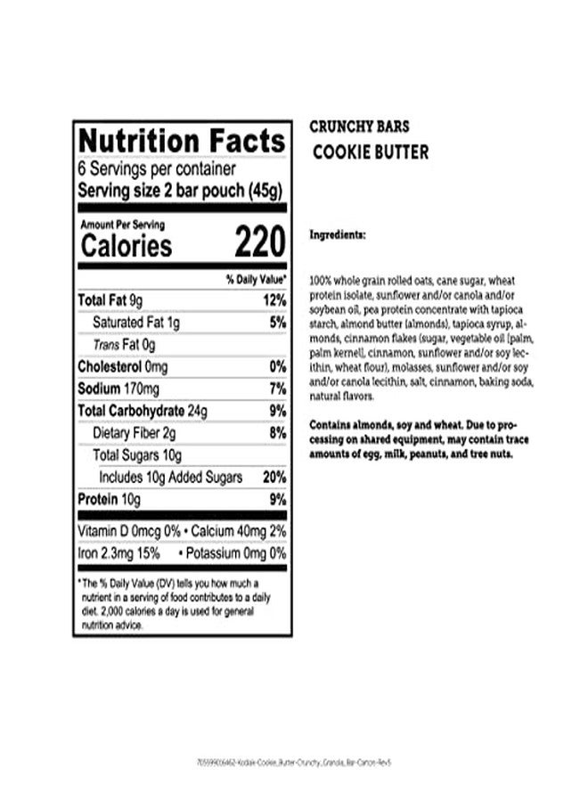 Kodiak Cakes Crunchy Granola Snack Bars, Cookie Butter, High Protein, 100% Whole Grains, 1 box with 6 pouches (12 bars) - Image 5