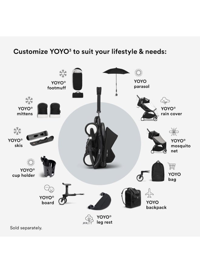 YOYO 3 Complete Yoyo Stroller From Birth - Includes Black Frame + YOYO 6+ Color Pack + 0+ Newborn Pack - Black - Image 4