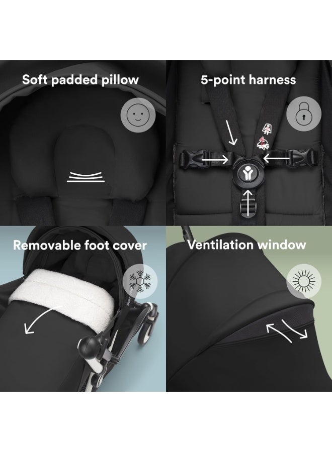 YOYO 3 Complete Yoyo Stroller From Birth - Includes Black Frame + YOYO 6+ Color Pack + 0+ Newborn Pack - Black - Image 3