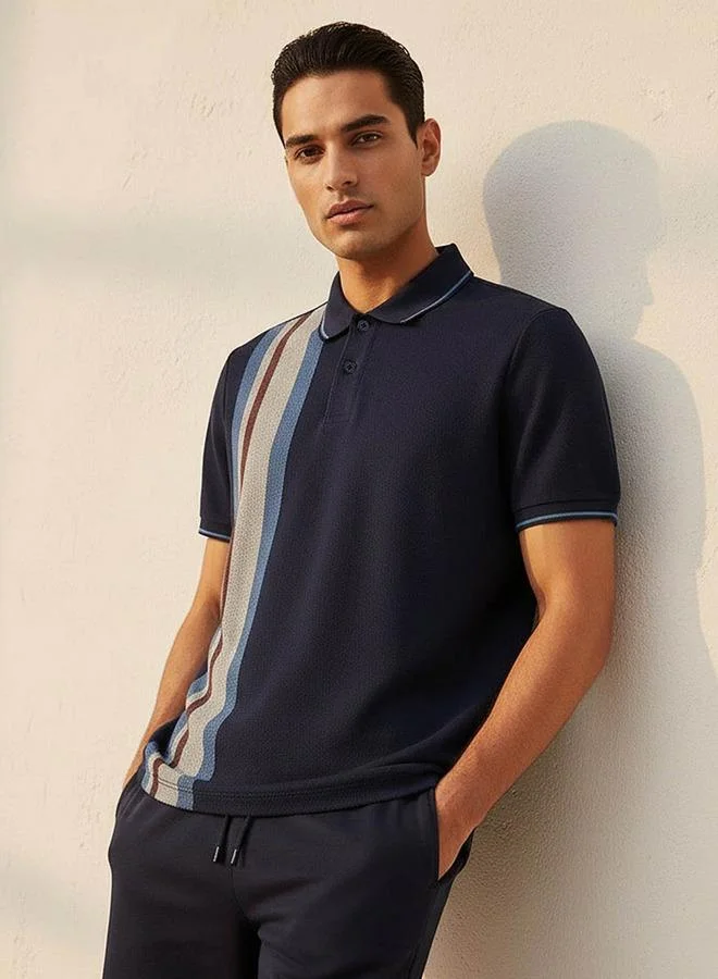 Splash FAV Men Short Sleeves Striped Polo T-shirt