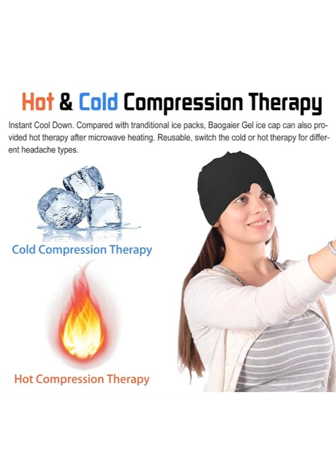 OASIS-TH Migraine Relief Cap, Gel Headache Relief Hat, Migraine Ice Head Wrap Cap, Reusable Cold/Hot Therapy,Black - Image 4