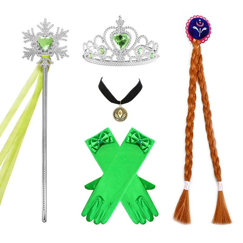 Generic Frozen Princess Heart Necklace Set PS273 Green Anna Set