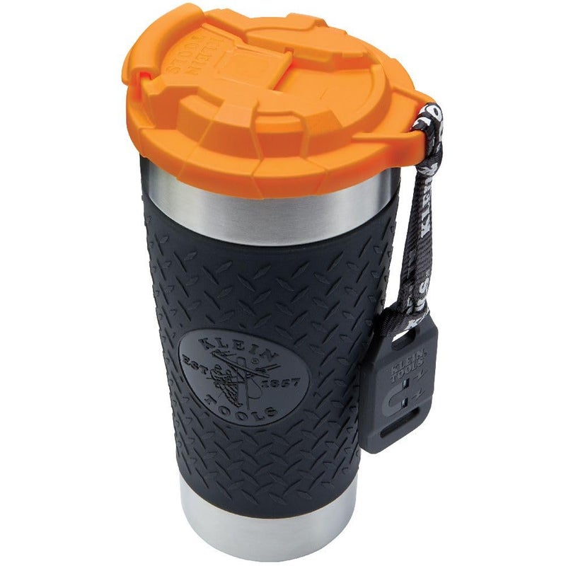 Klein Tools 55580 Stainless Steel Tumbler with Flip-top Lid, Insulated 20 oz. Tradesman's Double Wall Vacuum Mug, Slip-resistant Sleeve - Image 1