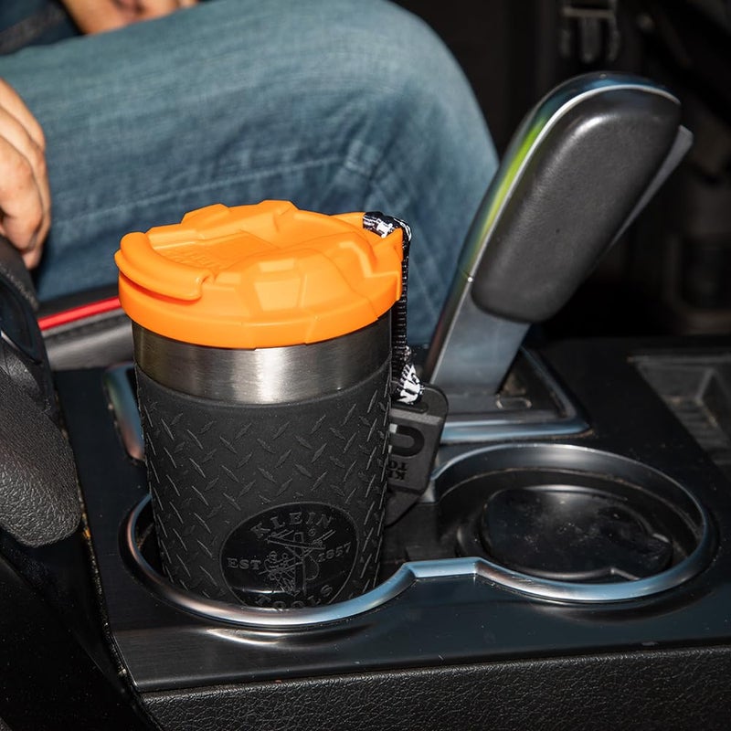 Klein Tools 55580 Stainless Steel Tumbler with Flip-top Lid, Insulated 20 oz. Tradesman's Double Wall Vacuum Mug, Slip-resistant Sleeve - Image 5
