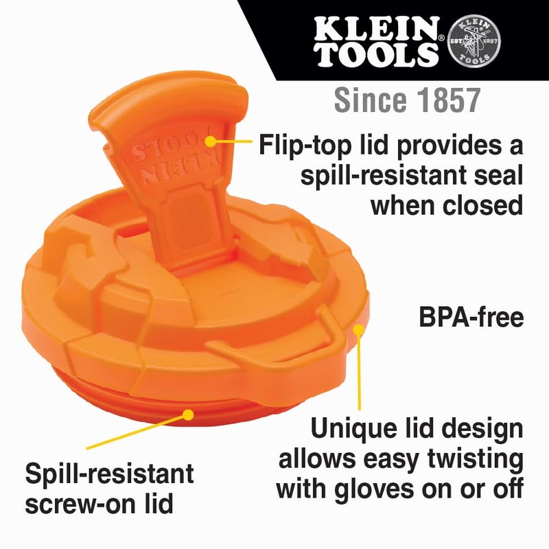 Klein Tools 55580 Stainless Steel Tumbler with Flip-top Lid, Insulated 20 oz. Tradesman's Double Wall Vacuum Mug, Slip-resistant Sleeve - Image 3