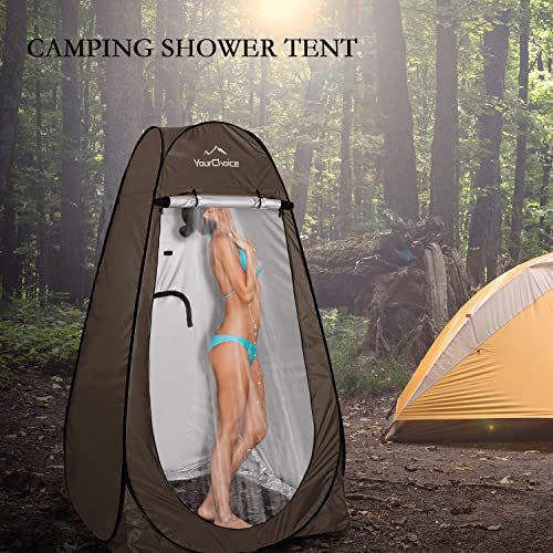 Your Choice Pop Up Privacy Tent, 3.9x3.9x6.2FT Portable Shower Tent for Camping, Waterproof Outdoor Changing Room with Carry Bag for Beach Hiking RV Fishing - Brown - Image 4