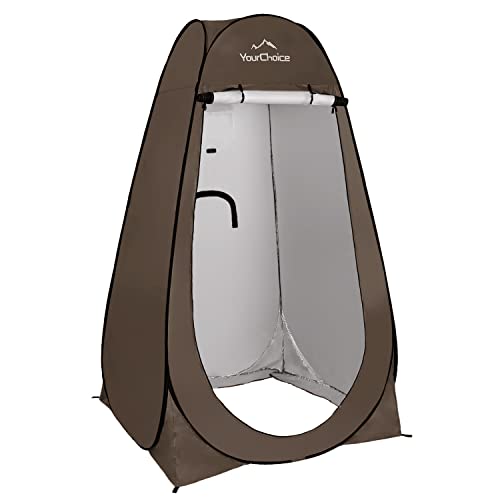 Your Choice Pop Up Privacy Tent, 3.9x3.9x6.2FT Portable Shower Tent for Camping, Waterproof Outdoor Changing Room with Carry Bag for Beach Hiking RV Fishing - Brown - Image 1