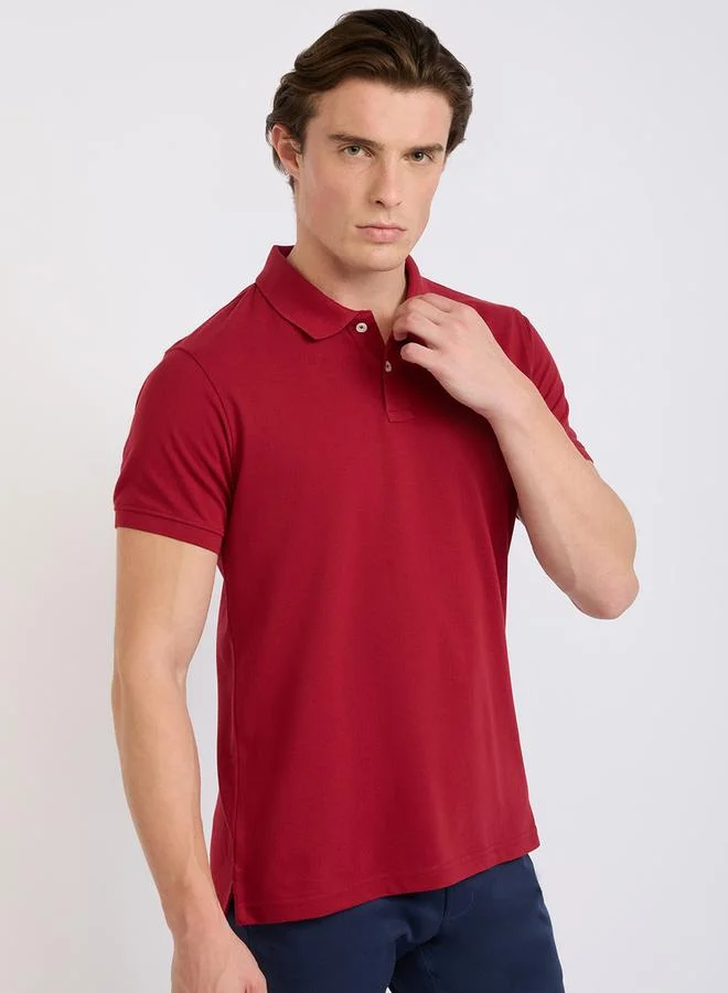 Parx Men Maroon Regular Fit Solid Polo T-Shirt