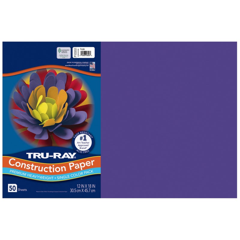Tru-RayÂ® Construction Paper, 50% Recycled, 12" x 18", Purple, Pack Of 50 - Image 1