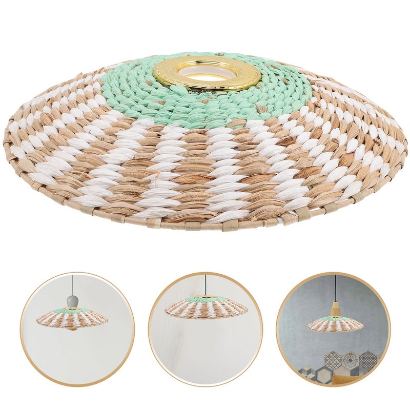 Handwoven Lampshade – Light Green Hanging Lamp Cover 30cm - Image 3