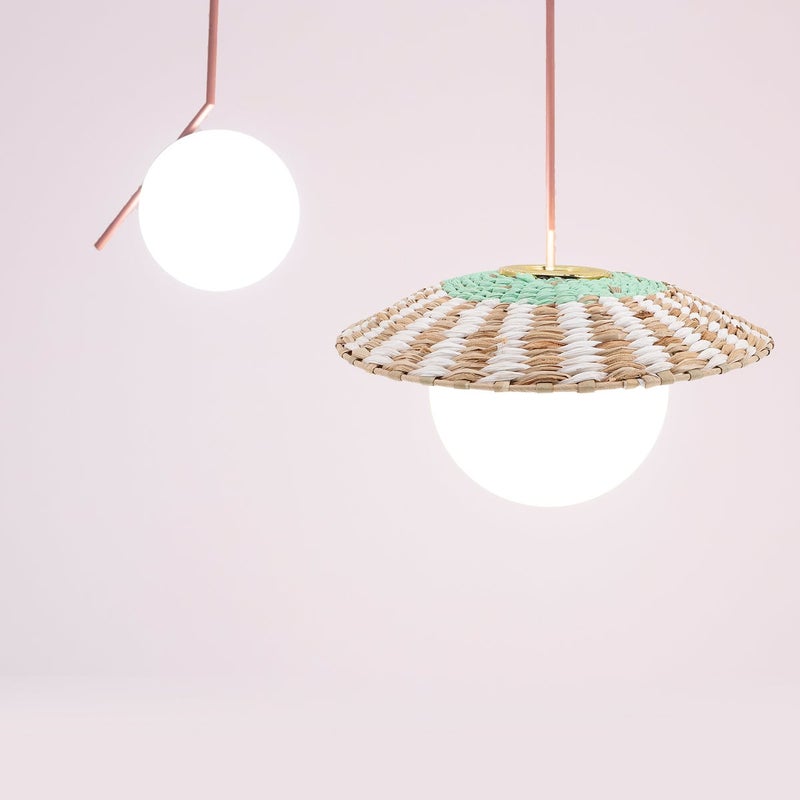 Handwoven Lampshade – Light Green Hanging Lamp Cover 30cm - Image 4