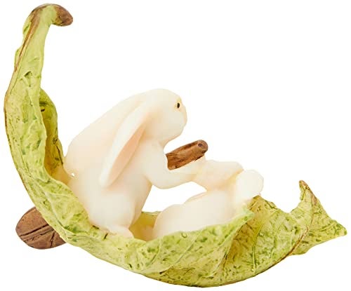 Top Collection Miniature Fairy Garden and Terrarium Statue, Rabbits Rowing Leaf Boat - Image 2