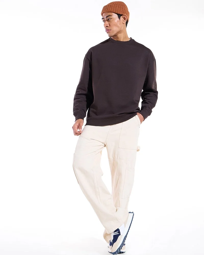 Bewakoof  Men's Brown Oversized Sweatshirt for Men | Best Price UAE