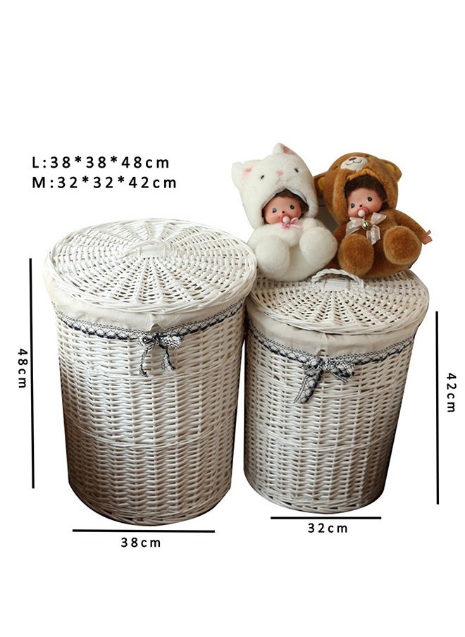CityRiya-Long Handwoven Storage Baskets 2 Pack Rattan Basket  for Organizing Toy Wicker Cube Baskets for Shelves Decorative Storage Bin  Laundry Organizer for Living Room, Bedroom, Nursery  - Image 5