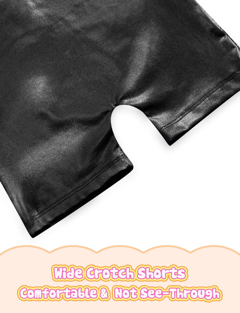 Nymphperi Girls Leotards for Gymnastics Size 6-7 Years Old Long Sleeve Black Athletic Activewear with Shorts - Image 5