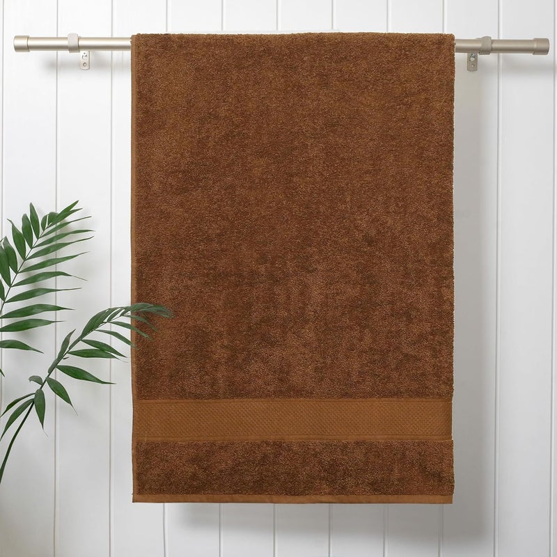 Trident منشفة استحمام 100% قطن | منشفة استحمام بحجم كبير | منشفة استحمام - ناعمة وامتصاصية | 450 جرام لكل متر مربع | قطعة واحدة من منشفة الاستحمام للرجال/النساء | راحة حضرية | 70 سم × 140 سم - قشرة جوز الهند - Image 2