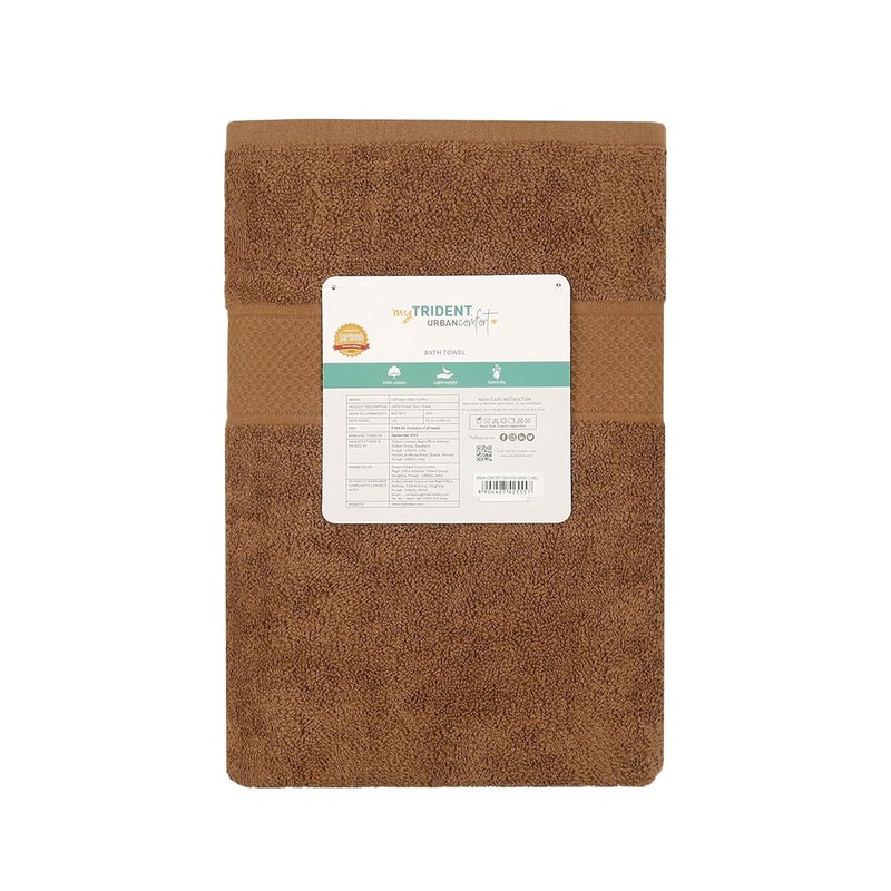 Trident منشفة استحمام 100% قطن | منشفة استحمام بحجم كبير | منشفة استحمام - ناعمة وامتصاصية | 450 جرام لكل متر مربع | قطعة واحدة من منشفة الاستحمام للرجال/النساء | راحة حضرية | 70 سم × 140 سم - قشرة جوز الهند - Image 4