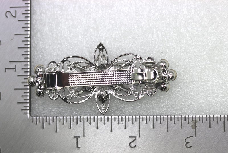 Faship Gorgeous Burgundy Rhinestone Crystal Flora Hair Barrette Clip - Image 4