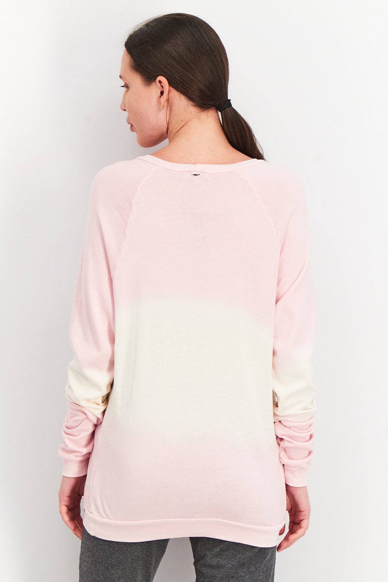Aqua Women Crew Neck Long Sleeves Graphic Print Sweater, Pink - Image 3