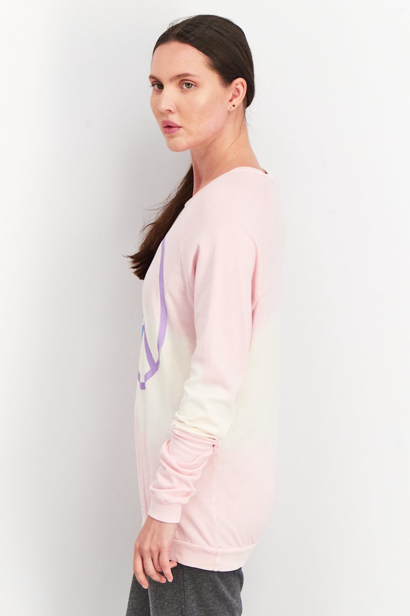 Aqua Women Crew Neck Long Sleeves Graphic Print Sweater, Pink - Image 2