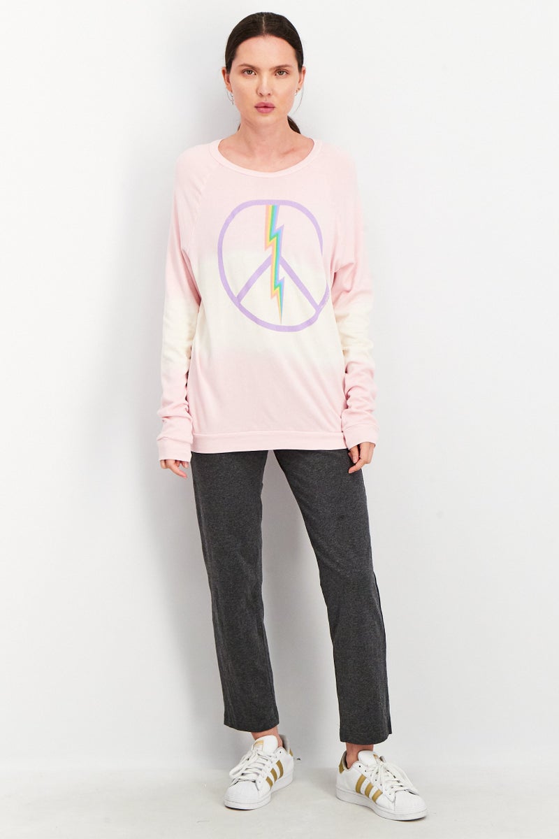 Aqua Women Crew Neck Long Sleeves Graphic Print Sweater, Pink - Image 4
