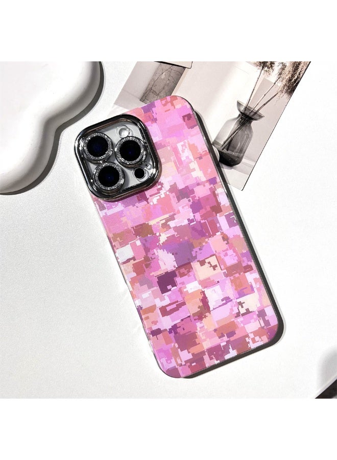NIBEMINENT Simple Pink Pixel Camouflage Protective TPU Case Cover For iPhone 16 Clear - Image 1