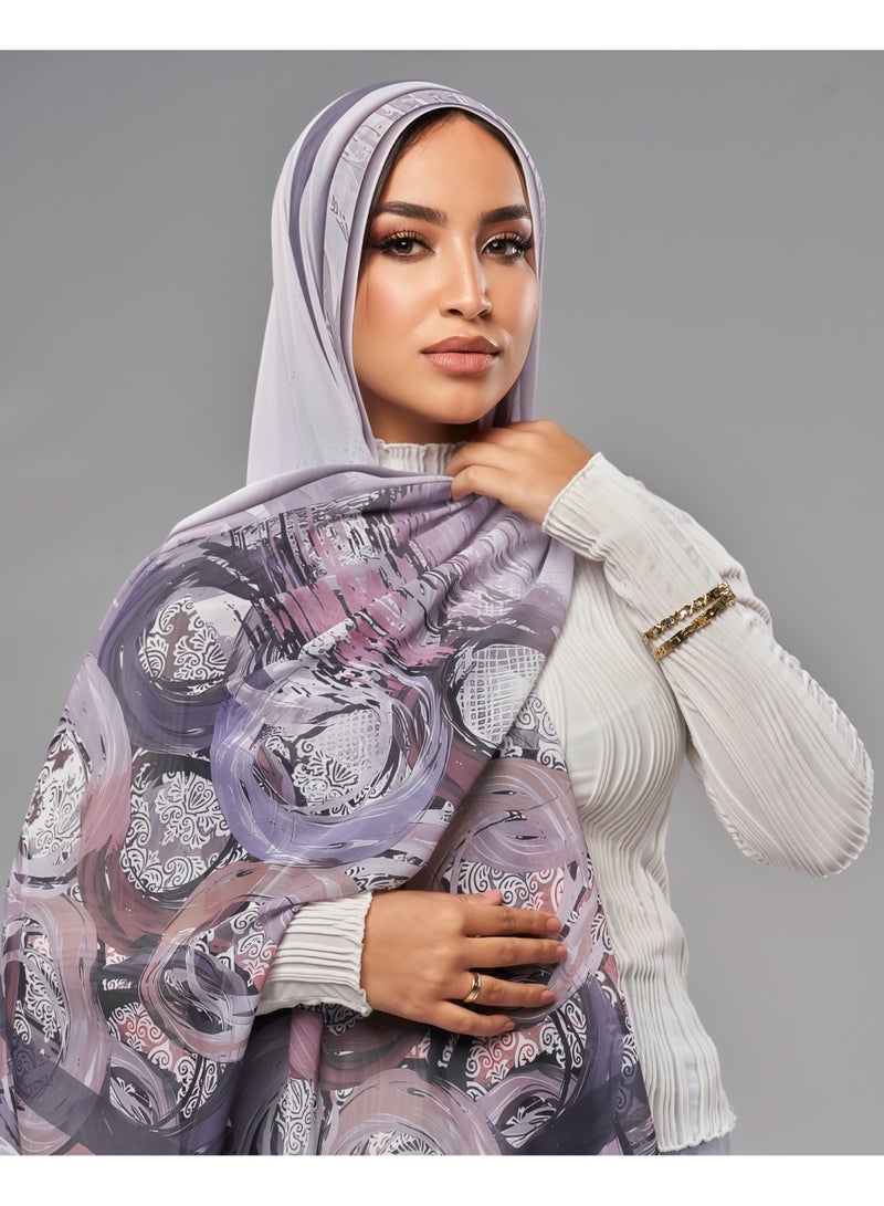 Lavezzi Printed Soft Chiffon Crepe Hijab Scarf for Women – Lightweight Long Muslim Headscarf (16) - Image 2