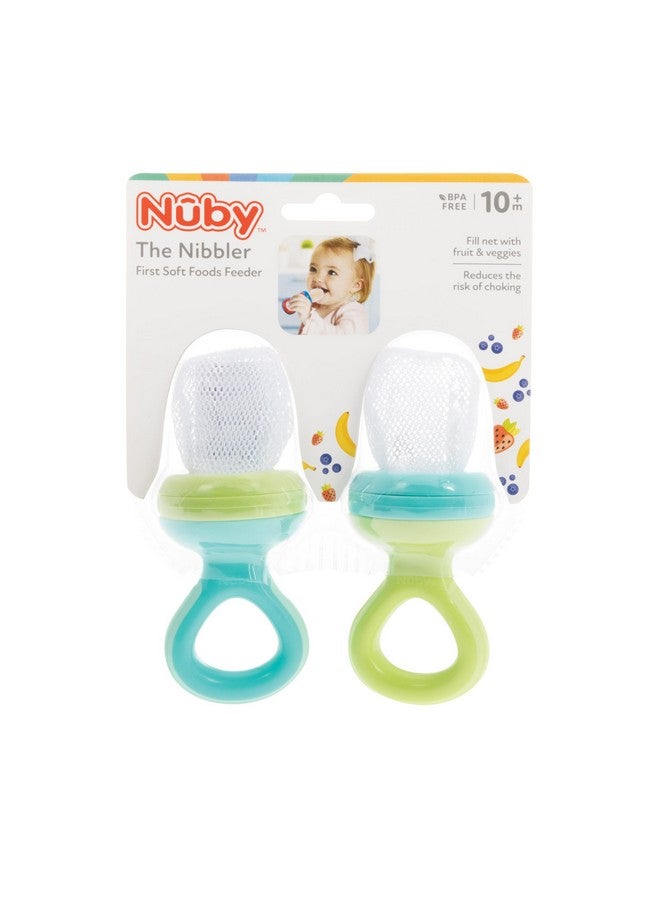 Nuby Nibbler Mesh First Soft Foods Feeder, 2pk, Aqua & Green - Image 3
