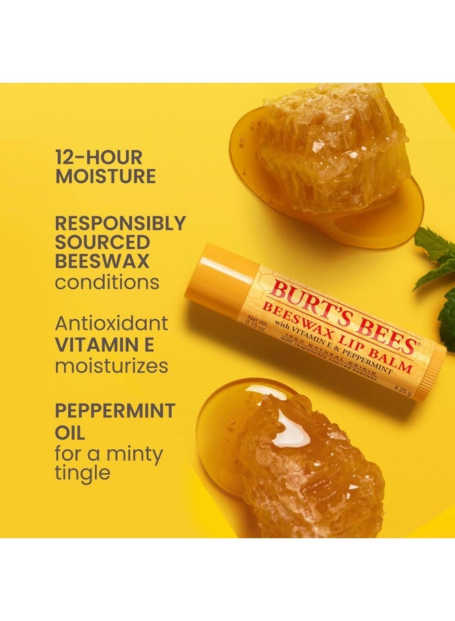 بيرتس بيز مرطب شفاه من Burt's Bees، هدايا عيد الميلاد للعناية بالشفاه، شمع العسل الأصلي مع فيتامين E وزيت النعناع، علاج مرطب للشفاه من أصل طبيعي (عبوة من قطعتين) - Image 3