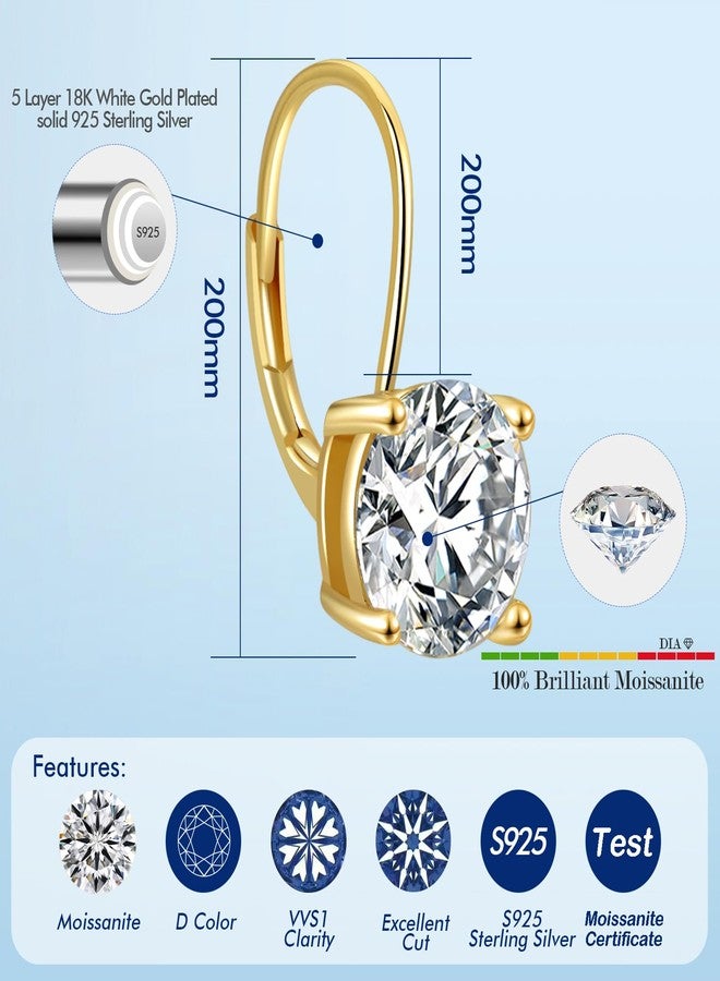 SecreTalk Moissanite Dangle Earrings for Women，2-4CT 18K White Gold Plated 925 Sterling Silver D Color Drop Earring, Jewelry for Wife Her Birthday Wedding, 2ct Pair/1ct each, Sterling Silver, Moissanite - Image 3