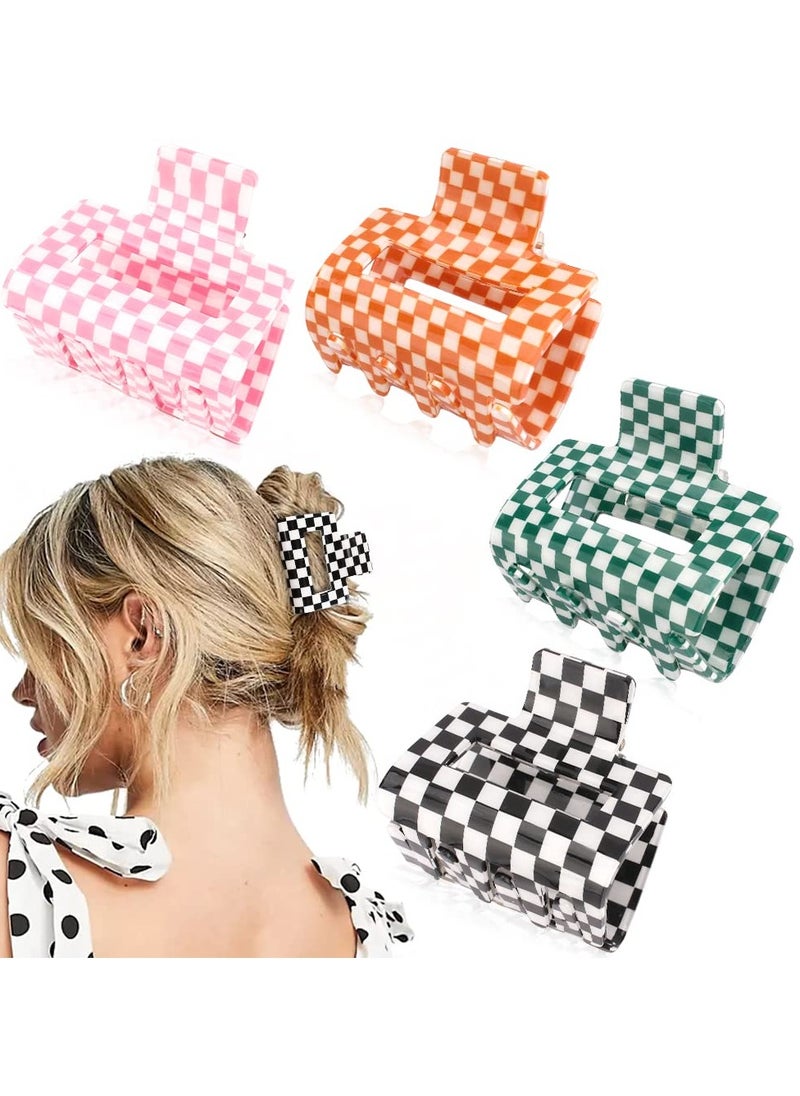 Goolsky 4 Pack Checkered Hair Claw Clips for Thin Hair 2"  Accessories Cute Small Hair Clips for Thick Hair for Women Girls  - Image 1