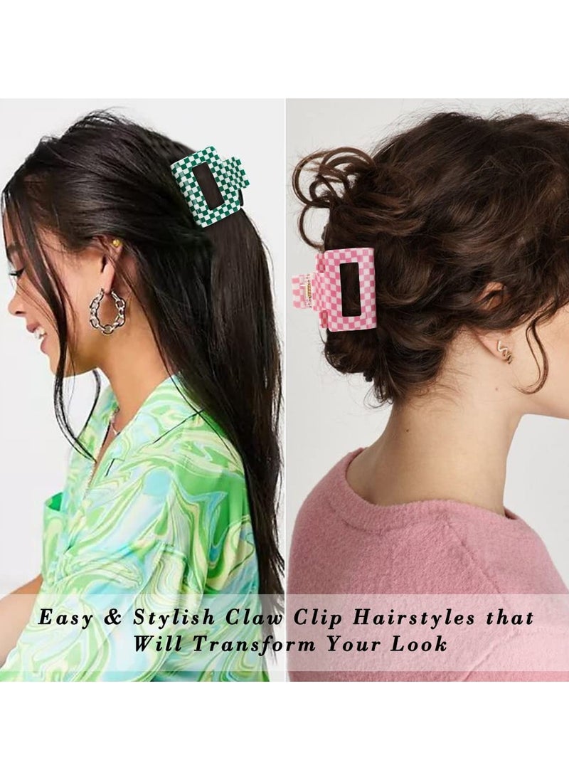 Goolsky 4 Pack Checkered Hair Claw Clips for Thin Hair 2"  Accessories Cute Small Hair Clips for Thick Hair for Women Girls  - Image 2