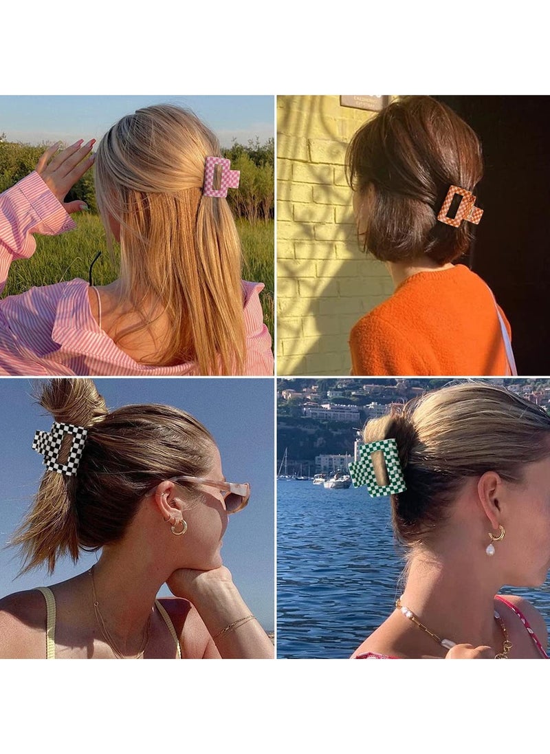 Goolsky 4 Pack Checkered Hair Claw Clips for Thin Hair 2"  Accessories Cute Small Hair Clips for Thick Hair for Women Girls  - Image 5
