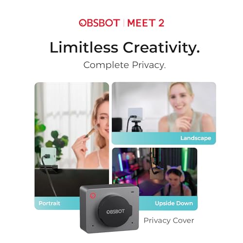 OBSBOT Meet 2-4K Webcam for PC with 1/2 Inch Sensor, AI Framing & Auto Focus, Beauty Mode, Gesture Control, 60 FPS, Twin SMI, Lightweight USB Camera for Streaming, Meetings, Gaming, Video Calls - Image 4