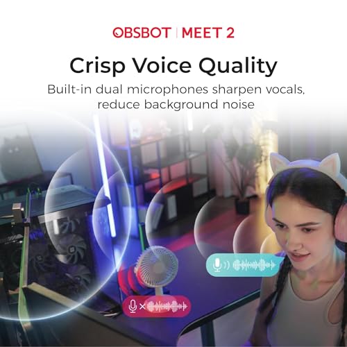 OBSBOT Meet 2-4K Webcam for PC with 1/2 Inch Sensor, AI Framing & Auto Focus, Beauty Mode, Gesture Control, 60 FPS, Twin SMI, Lightweight USB Camera for Streaming, Meetings, Gaming, Video Calls - Image 5
