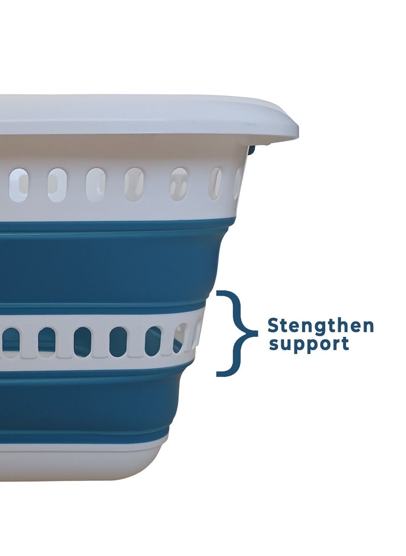 Generic - Large foldable laundry basket with 12 clothes clips ,40L 10.6 gallon pop up storage container , collapsible space saving organiser hamper, for washing and kitchen, toy storage bin. - Image 1