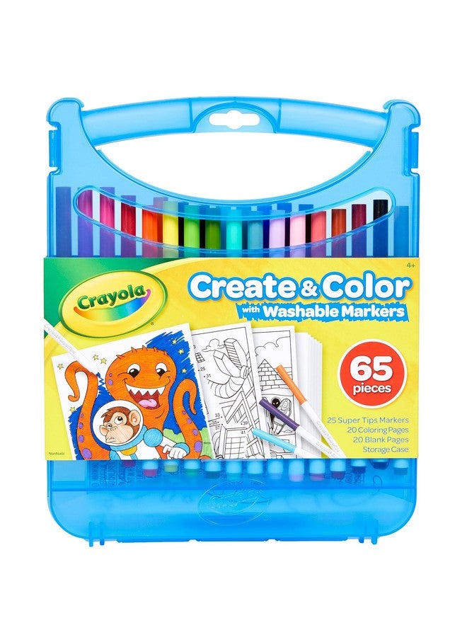 Crayola Super Tips Coloring Art Case with Coloring Pages, Kids Gift, 65+ Pieces, Packaging May Vary - Image 1
