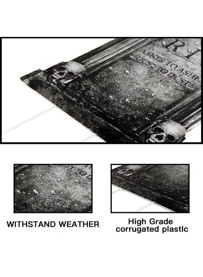 جورونب ديكورات هالوين خارجية: ٦ قطع من شواهد القبور الكبيرة، ديكورات فناء مع أوتاد، هيكل عظمي مخيف واقعي بطول ١٦ بوصة، شواهد قبور للمقبرة، مناسبة للفناء أو الحديقة أو الحفلات المنزلية الخارجية - Image 4