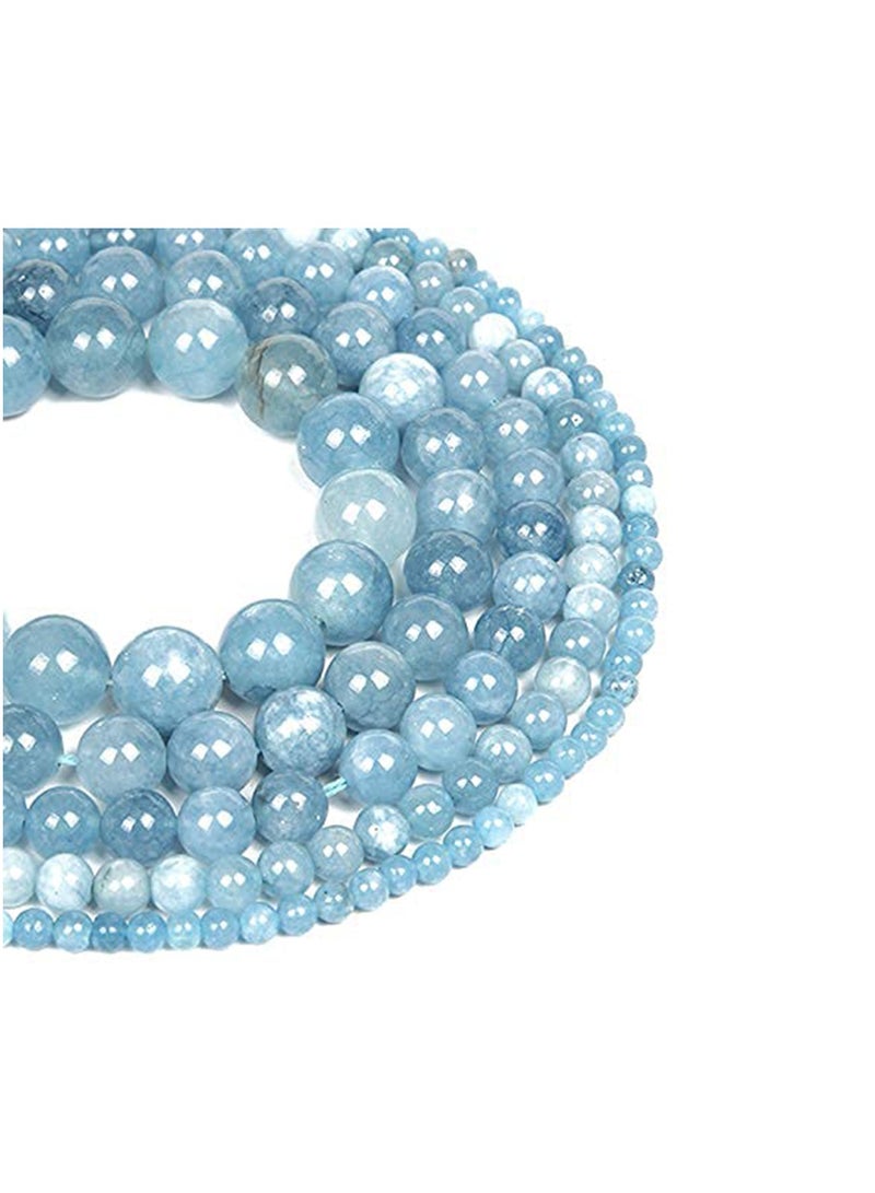 Zikra Blue Chalcedony Jades Natural Stone Beads Round Smooth Genuine for Jewelry Making, Necklace Bracelet, Gift, Women, Energy Stone Healing Power, Excellent Polishing, Enjoy Diy Fun - Image 3