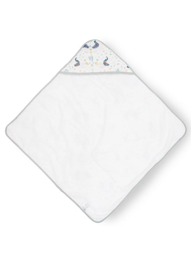 Little Unicorn Premium Infant Hooded Bath Towel| Soft & Absorbent Cotton & Terry Fabric for Newborns (Peacock) - Image 2