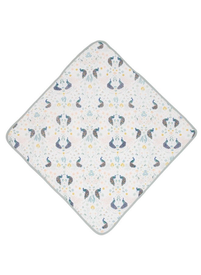 Little Unicorn Premium Infant Hooded Bath Towel| Soft & Absorbent Cotton & Terry Fabric for Newborns (Peacock) - Image 3