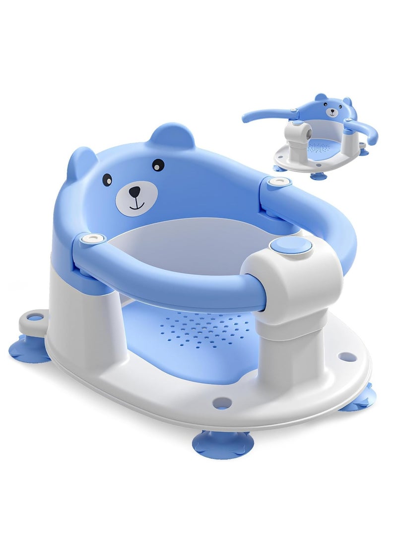 سوفام مقعد حمام الطفل مناسب للأطفال 6 أشهر وأعلى، غير انزلاقي مقعد حمام الطفل، مناسب لحديثي الولادة، مقعد حمام الطفل، مقعد حمام الطفل للطفل، الجلوس فوق حوض الاستحمام مقعد مع أكواب شفط وسادة لينة للاستحمام (أزرق) - Image 1
