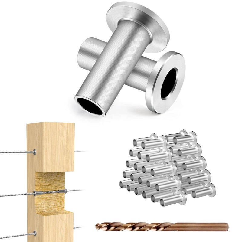 BLIKA 40 Pack Stainless Steel Protector Sleeves for 1/8" Deck Cable Railing, for Wood/Composite Posts, T316 Marine Grade, Cable Railing Protector Sleeves - Image 1
