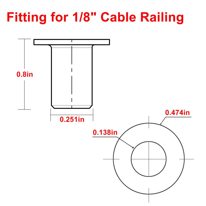 BLIKA 40 Pack Stainless Steel Protector Sleeves for 1/8" Deck Cable Railing, for Wood/Composite Posts, T316 Marine Grade, Cable Railing Protector Sleeves - Image 2
