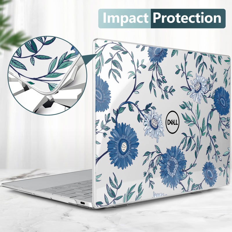 Batianda Case for 2024 Dell XPS 13 Laptop Copilot+ PC 13.4" Display Model Number 9345/9350, Lovely Ultra-Slim Lightweight Scratch-Resistant Hard Cover with Professional Protection, Blue Flowers - Image 5
