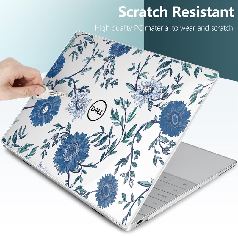 Batianda Case for 2024 Dell XPS 13 Laptop Copilot+ PC 13.4" Display Model Number 9345/9350, Lovely Ultra-Slim Lightweight Scratch-Resistant Hard Cover with Professional Protection, Blue Flowers - Image 4