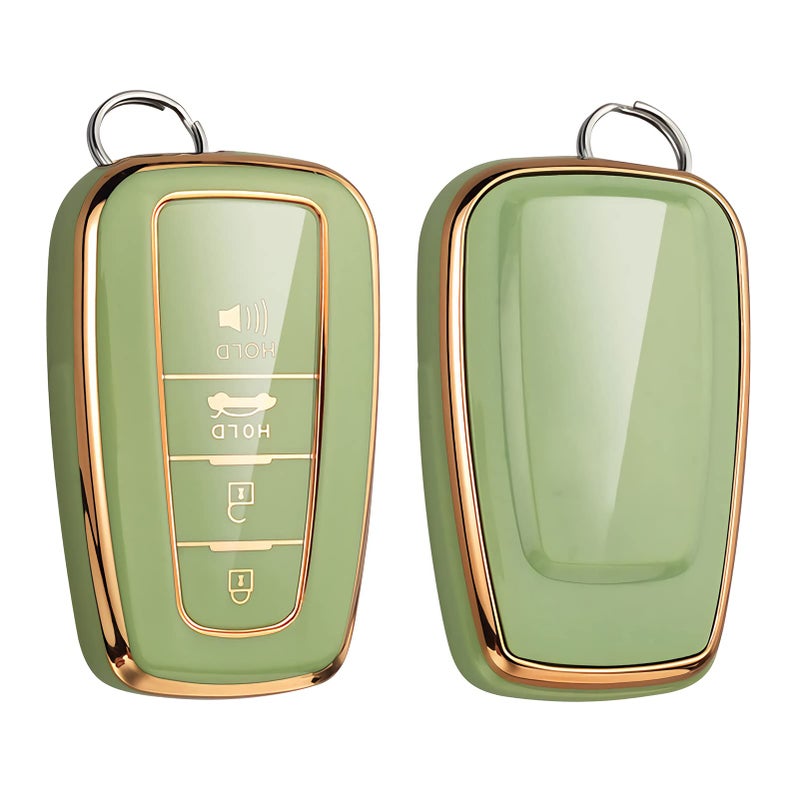 غطاء مفتاح Cacacar لسيارة تويوتا كامري RAV4 غطاء مفتاح لسيارة هايلاندر أفالون GT86 غطاء مفتاح فاخر من TPU ناعم 360 درجة باللون الأخضر