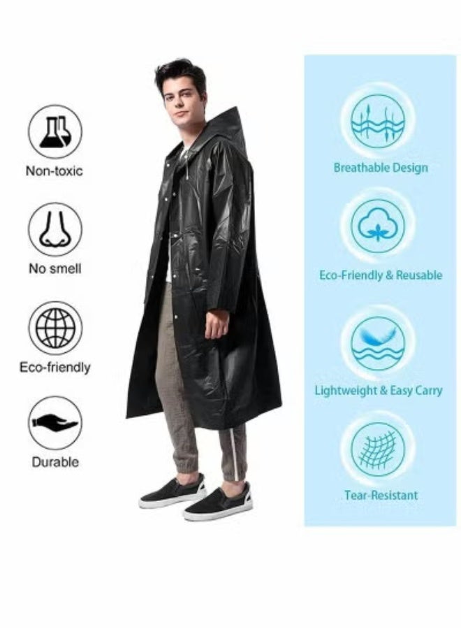 Peachjoy Raincoat Rain Ponchos for Adults Women Men - 1 Pack Reusable EVA Clear Portable Rain Coats Lightweight Jackets with Hood, Rain Ponchos Adults Packable Poncho Adult Clear Hood  - Image 2