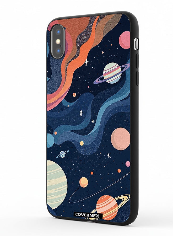 Covernex Apple iPhone Xs Protective Case Cover Printed Featuring Seep Space and Planet Art - Image 1